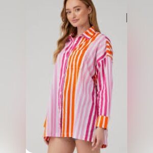 Beach Riot Pink & Orange Striped Button-Up Shirt